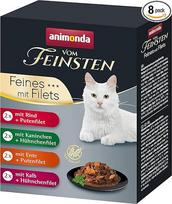 animonda vom Feinsten Selection drėgnas kačių maistas su filė, 8 porciniai maišeliai (8 x 85 g), drėgnas kačių maistas be grūdų, be cukraus, su mėsos ingredientais, įvairių rūšių mišinys