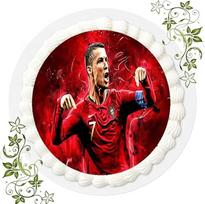 Cukrinis paveikslėlis su futbolo motyvu, valgoma nuotrauka tortams, torto paveikslėlis, torto viršūnė, skersmuo 20 cm, FONDANT Ronaldo Football No. 32