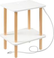 FORAOFUR šoninis staliukas su įkrovimo stotele, šoniniai staliukai su USB lizdais ir kištukiniais lizdais, mažas šoninis staliukas svetainei, miegamajam ir biurui, dviejų pakopų plonas šoninis staliukas, paprastas