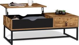 IDMarket - "Chicago" stačiakampio formos kavos staliukas su atlenkiamu viršumi ir 1 stalčiumi "Industrial Design