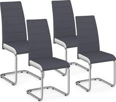 IDMarket - 4 "Mia" valgomojo kėdžių rinkinys pilkos spalvos su baltu apvadu