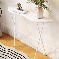Retro-Konsolentisch mit Massivholzplatte Schmaler Langer Flurtisch für Wohnzimmer Flur und Eingangsbereich(White,100x20x80cm)