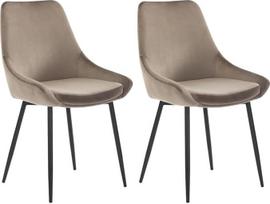 Vente-unique - 2 kėdžių komplektas - Velvetas ir juodas metalas - Taupe - Masuria