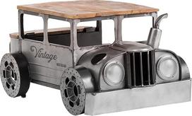 Woodkings® Kavos staliukas automobilis derliaus 102 x 65 metalo sidabro unikalus šoninis stalas sofos stalas transporto priemonė Hotrod