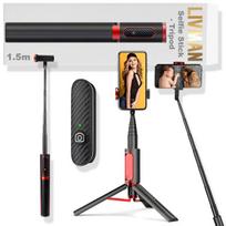 Asmenukių lazda ("Selfie sticks") LIVMAN Oth-AB202MAX - daugiafunkcis asmenukių lazdas ir trikojis su nuotolinio valdymo pultu, 1,5m