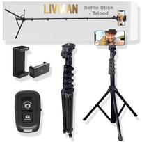 Asmenukių lazda ("Selfie sticks") LIVMAN Y050 - daugiafunkcis asmenukių lazdas ir trikojis su nuotolinio valdymo pultu, 1,55m