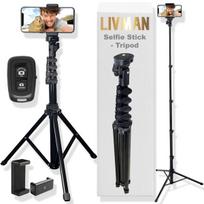 Asmenukių lazda ("Selfie sticks") LIVMAN Y050 - daugiafunkcis asmenukių lazdas ir trikojis su nuotolinio valdymo pultu, 1,55m