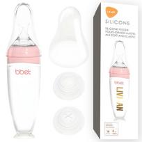 Minkštas silikoninis kūdikių maitinimo buteliukas su šaukšteliu LIVMAN SE04047-D švelnios konsistencijos, homogeniškam maistui, 120ml