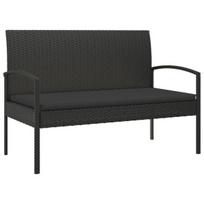 vidaXL Sodo suoliukas su pagalvėle, juodas, 105cm, poliratanas