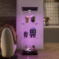 Grūdinto stiklo vitrina - LED - 125x42x36 cm - Juoda