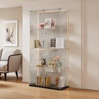 Vitrina, su LED lemputėmis, 163 x 79 x 35 cm, juoda