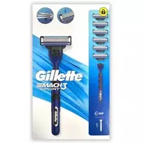 Gillette Mach3 Sport Razor + Spare Heads 6 pcs