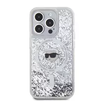 Karl Lagerfeld KLHMP15XLGKISGH iPhone 15 Pro Max 6.7" transparent hard case with liquid glitter, Karl Head Magsafe