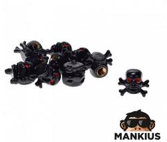 Ventilių dangteliai, TIRE VALVE SKULL/BONES BLACK 10 PCS