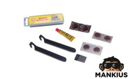 Kelioninis motociklo/dviračio kameros remontinis rinkinys