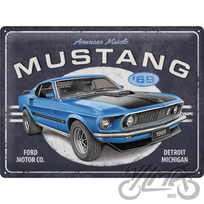 Skardinis ženkliukas 30x40 FORD MUSTANG 1969 BLU 23321