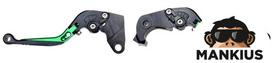Rankenų komplektas, stabdžio + sankabos CNC FOLDABLE FOR KAWASAKI GREEN