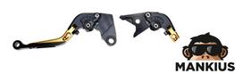 Rankenų komplektas, stabdžio + sankabos  CNC FOLDABLE FOR KAWASAKI YELLOW