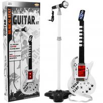 Elektrinė gitara su mikrofonu ir stovu, balta