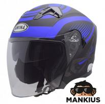 Motociklo šalmas OPEN FACE TYPE JK528 BLACK BLUE MATT M ECE
