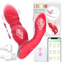 Dėvimas klitorio ir G taško vibratorius LIVMAN YQ-B110 su 9 vibravimo ir teleskopiniais režimais, Love Spouse programėle, pultu