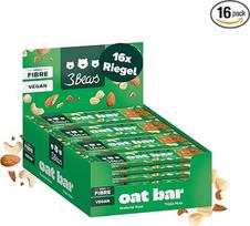 "3Bears" avižų batonėlis - trigubi riešutai (dėžutė 16 x 45 g) - veganiškas, daug skaidulų, be pramoninio cukraus ir palmių aliejaus - patogaus formato avižų riešutų batonėlis kelionėms, biurui ir sportui