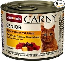 "Animonda" kačių ėdalas "Carny Senior" jautiena + vištiena su sūriu, 6 pakuotės (6 x 200 g)