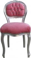 "Casa Padrino Ladys Chair Pink / Silver with Bling Bling diamante" - tualetinio staliuko kėdė