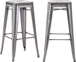 "Duhome" baro kėdės Geležinės baro kėdės, 2 vnt., sėdynės aukštis 76 cm, metalinės Bistro kėdės su kojų atrama, metalinis dizainas