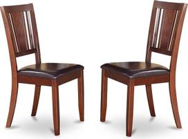 "East West Furniture" DUC-MAH-LC "Dudley" virtuvės valgomojo kėdės - dirbtine oda aptrauktos medinės kėdės, 2 raudonmedžio kėdės