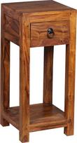 "FineBuy" Sheesham telefono staliukas Medžio masyvo staliukas su stalčiumi 30 x 30 x 65 cm