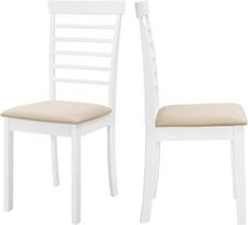 "Hallowood Furniture Ledbury" modernios stilingos medinės valgomojo kėdės su šiferio atlošu ir medžiaginiu sėdimosios dalies paminkštinimu, skirtos valgomajam, prieškambariui, svetainei, restoranui ir kavinei (2 vnt.) - baltos spalvos