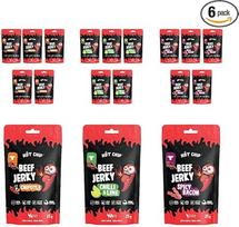 "HOT-CHIP Jerky" - jautienos džerkai - Keto, mažai angliavandenių turintys užkandžiai, turintys baltymų, idealiai tinka keliaujant, džiovinta mėsa, dovanos (6 x 25 g, Bacon/Lime/Chipotle & Chilli)