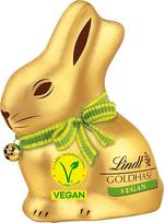 "Lindt" šokoladas "Auksinis triušis", veganiškas | 100 g | Auksinis triušis ant avižinių sorų pagrindo | Velykų šokoladas | Šokoladinė dovana | Šokoladinis zuikis | Velykų zuikis