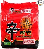 "Nong Shim Shin Ramyun" (aštrūs) greito paruošimo makaronai 120g 5 pakuotės