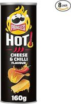 "Pringles HOT Cheese & Chilli Flavour" (8 x 160 g) - nepakartojami klasikiniai užkandžiai patogioje skardinėje - itin aštraus aitriųjų paprikų sūrio skonio traškučiai - Pop Play. Valgyk.