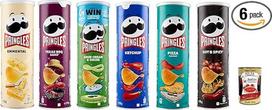 "Pringles Variety Pack of 6", "Emmental", "Texas BBQ", "Sour Cream & Onion", "Ketchup", "Pizza", "Hot & Spicy", "Stacking Chips Party Mix", sandariai uždaromas dangtelis, traškūs užkandžiai 6 x 175 g + "Italian Gourmet Polpa