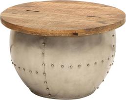 "Riess Ambiente" dizaino kavos staliukas DRUMP Storage Natural Mango Wood Industrial Table Top Made of Solid Wood Living Room Table