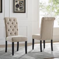 "Roundhill Furniture" baldai "Leviton Tufted Solid Wood" valgomojo kėdės, 2 vnt., šviesiai rudos spalvos