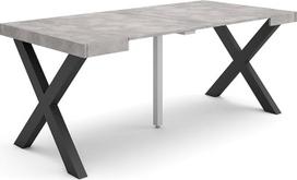 "Skraut Home" išskleidžiamas stalas, daugiafunkcinis išskleidžiamas stalas, 180 cm, skirtas 8 svečiams, medžio masyvo kojos, modernus stilius, cementas