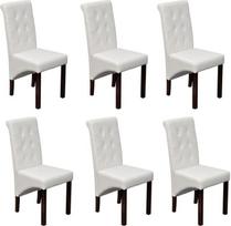 "Tidyard" 6 valgomojo kėdžių komplektas Klasikinės valgomojo kėdės Mediena ir dirbtinė oda 43 x 52 x 95 cm Balta Ergonomiškas atlošas