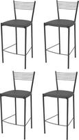 "Tommychairs Elegance" modernios baro kėdės virtuvei ir valgomajam, tamsiai pilkos spalvos dažyto metalo konstrukcija, tamsiai pilkos spalvos dirbtinės odos minkštasuoliai, 4 vnt.