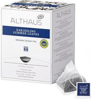 Althaus Tea Darjeeling Summer Leaves ⋅ Ekologiška juodoji arbata piramidės formos maišelyje ⋅ Pyra Pack ⋅ Lengva juodoji arbata iš Dardžilingo arbatos sodų ⋅ 15 x 2,75 g