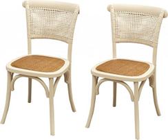 Biscottini 2 valgomojo kėdės Mediniai kaimo namų stiliaus baldai 88 x 48 x 52 cm - Medinės virtuvės kėdės - Ratano kėdės Valgomojo kambario baldai Vintage - Bistrot rotango kėdė - Retro virtuvė