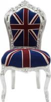 Casa Padrino Baroque Armchair Union Jack / Silver - antikvarinio stiliaus baldai