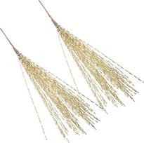 Goldene Glitzerzweige 2 Stück Künstliche Weihnachtszweige als Christbaumstecker Selbstgemacht Deko Funkelnde Baumspitzen für Festliche Weihnachtsdeko und Winterliche