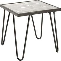 HAKU Möbel Art Deco šoninis staliukas Antracitas / Natūralus / Medžio masyvas / Metalas / Apsauginis stiklas / Matmenys: Š 50 cm x V 50 cm x G 50 cm