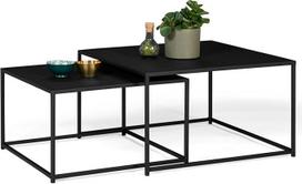 IDMarket - 2 pramoninio dizaino kavos staliukų rinkinys "Davis 60/70", matinis juodas metalas