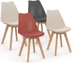 IDMarket - 4 "Sara Mix Colour Scandinavian" kėdžių rinkinys, tamsiai pilka, terakota, smėlio spalvos x 2