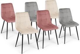 IDMarket - 6 kėdės "Mila Mix Colour Pastelinė rožinė, 2 x šviesiai pilka x 2 ir smėlio spalvos x 2
